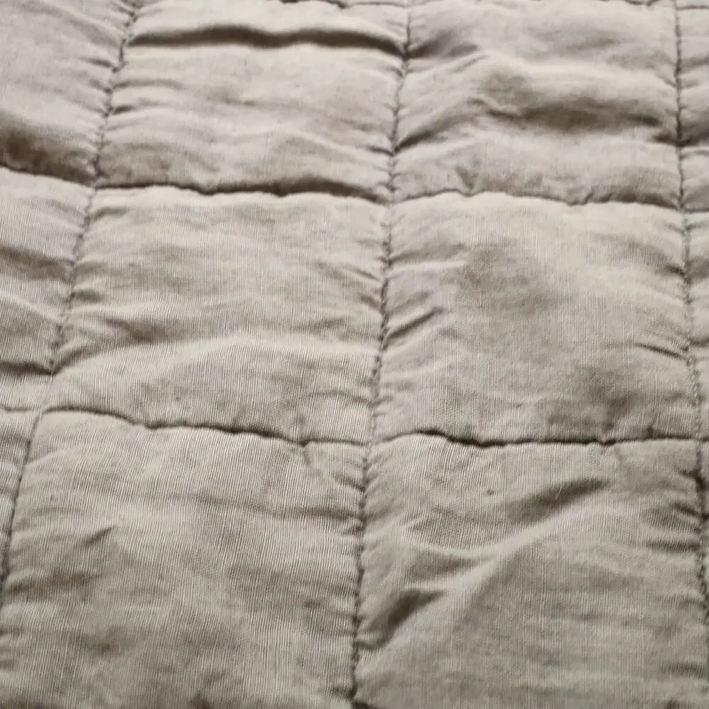 Quince Sham Set Navy Blue European Linen Box Quilted NEW